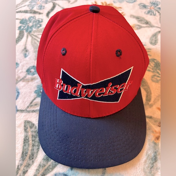Anheuser Busch Accessories - Vintage 1996 Budweiser Anheuser-Busch Red & Navy Blue Ball Cap Hat